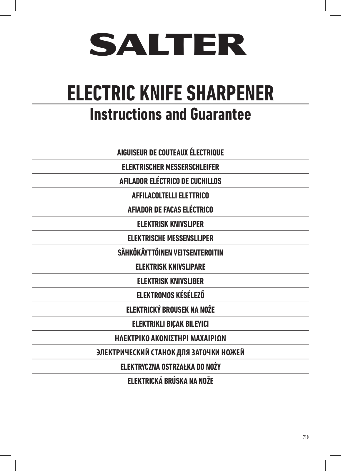 Salter SSXR User Manual