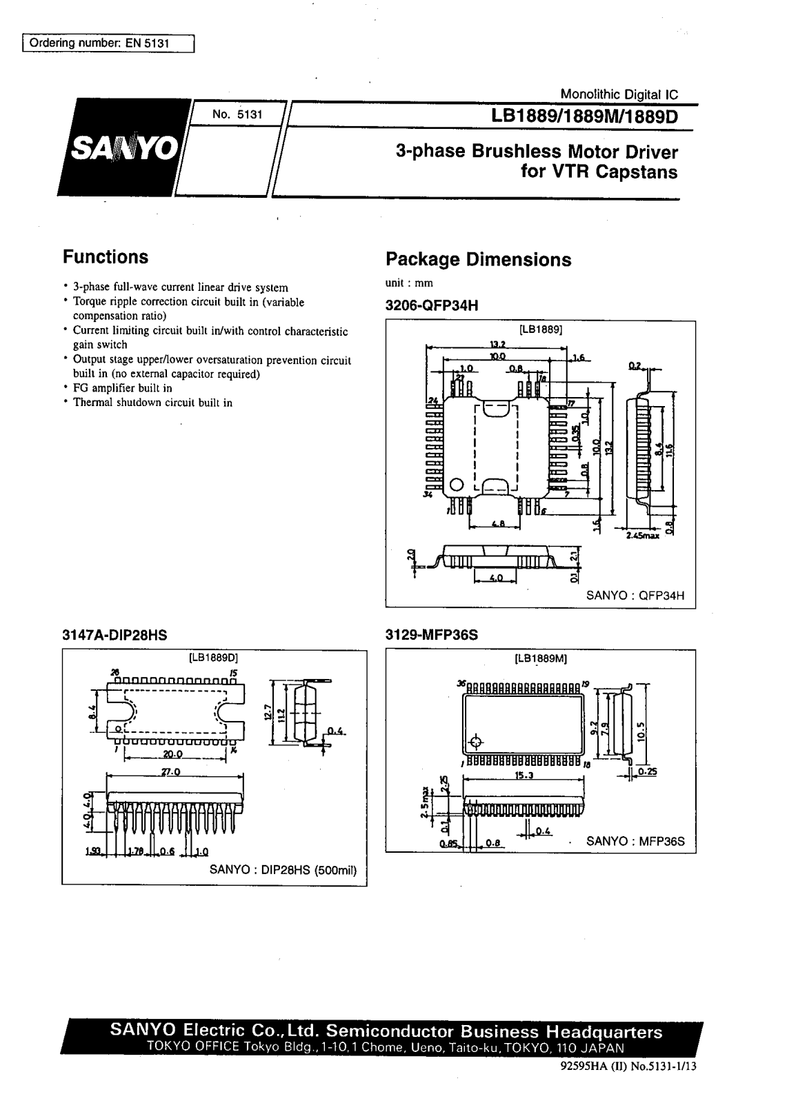 SANYO LB1889 Datasheet