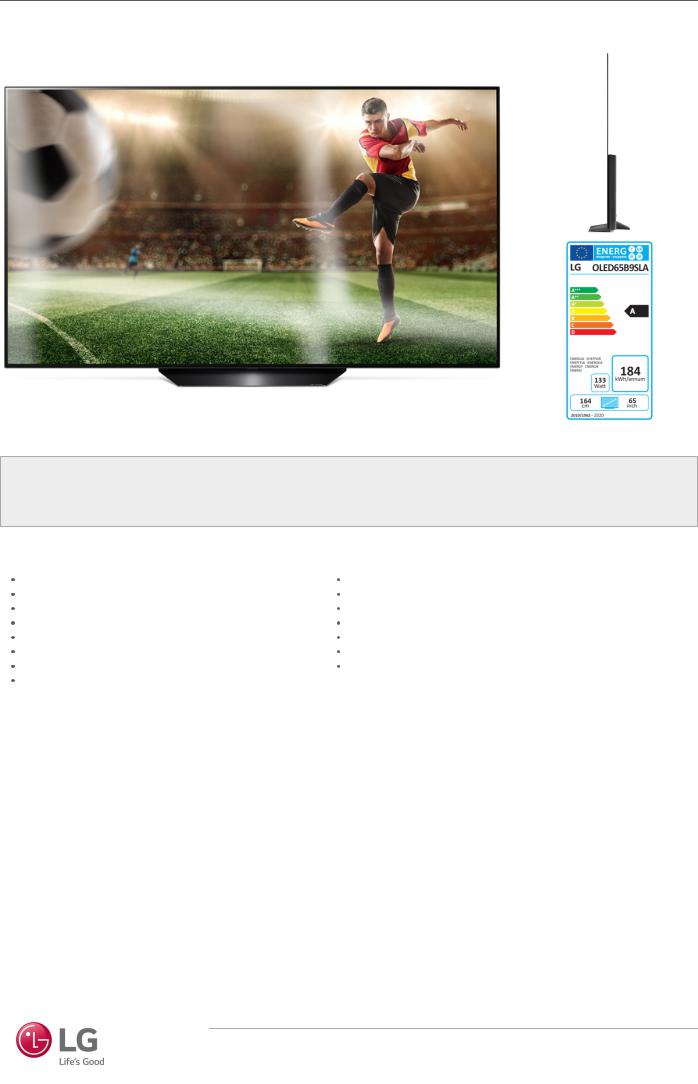 LG OLED 65B9SLA User Manual