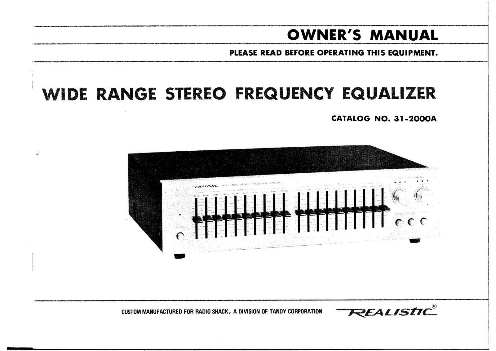 Realistic   RadioShack 31-2000A-EQ Owners Manual