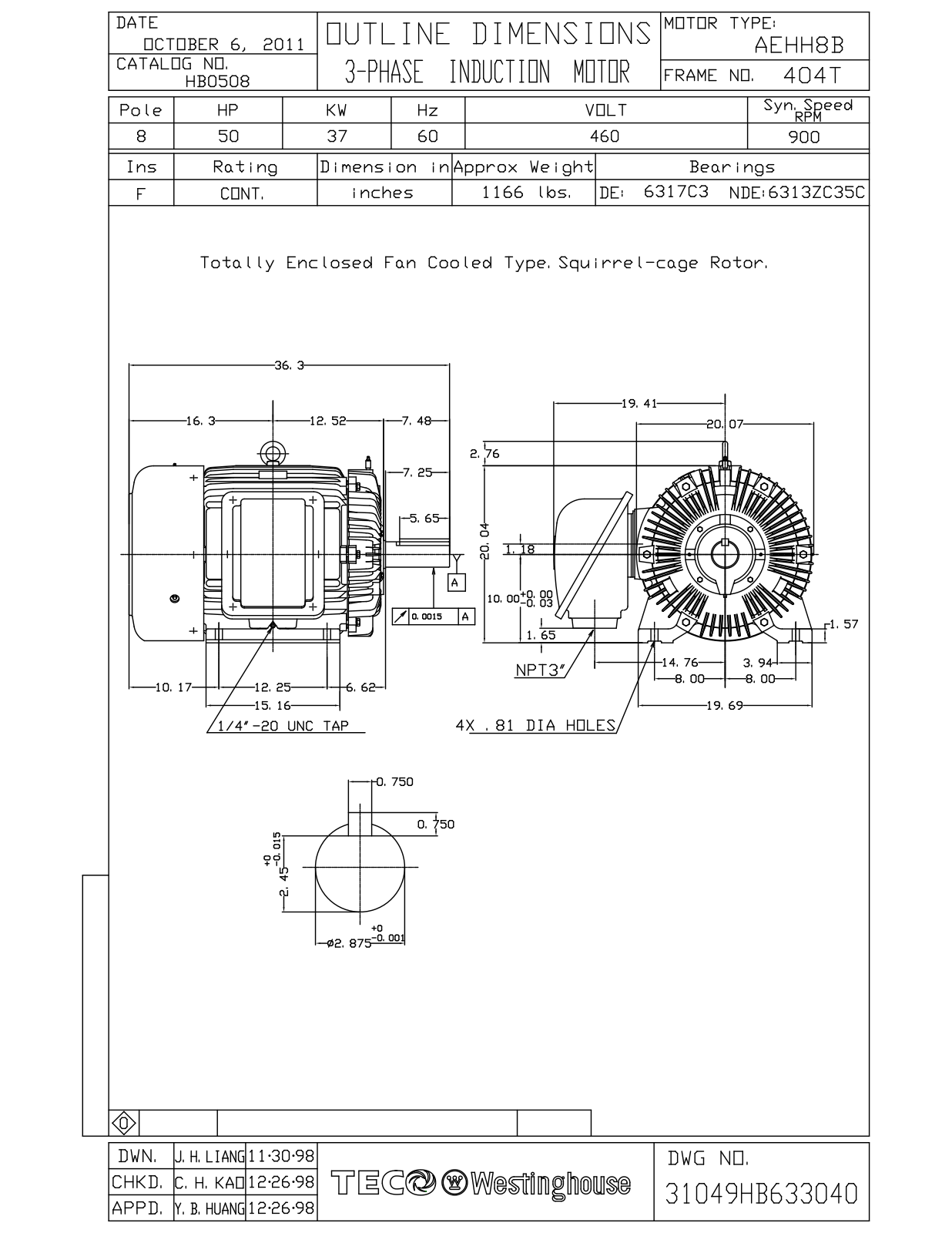 Datasheet HB0508 Reference Drawing (Teco) - ManualMachine.com