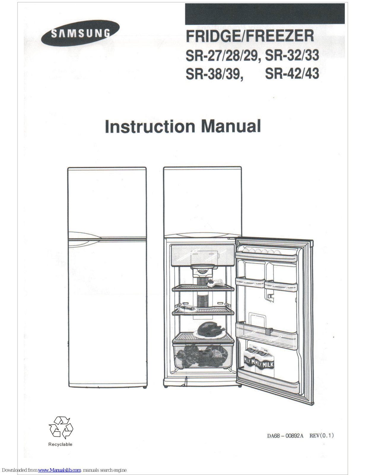 Samsung SR-33, SR-38, SR-39, SR-42, SR-43 Instruction Manual