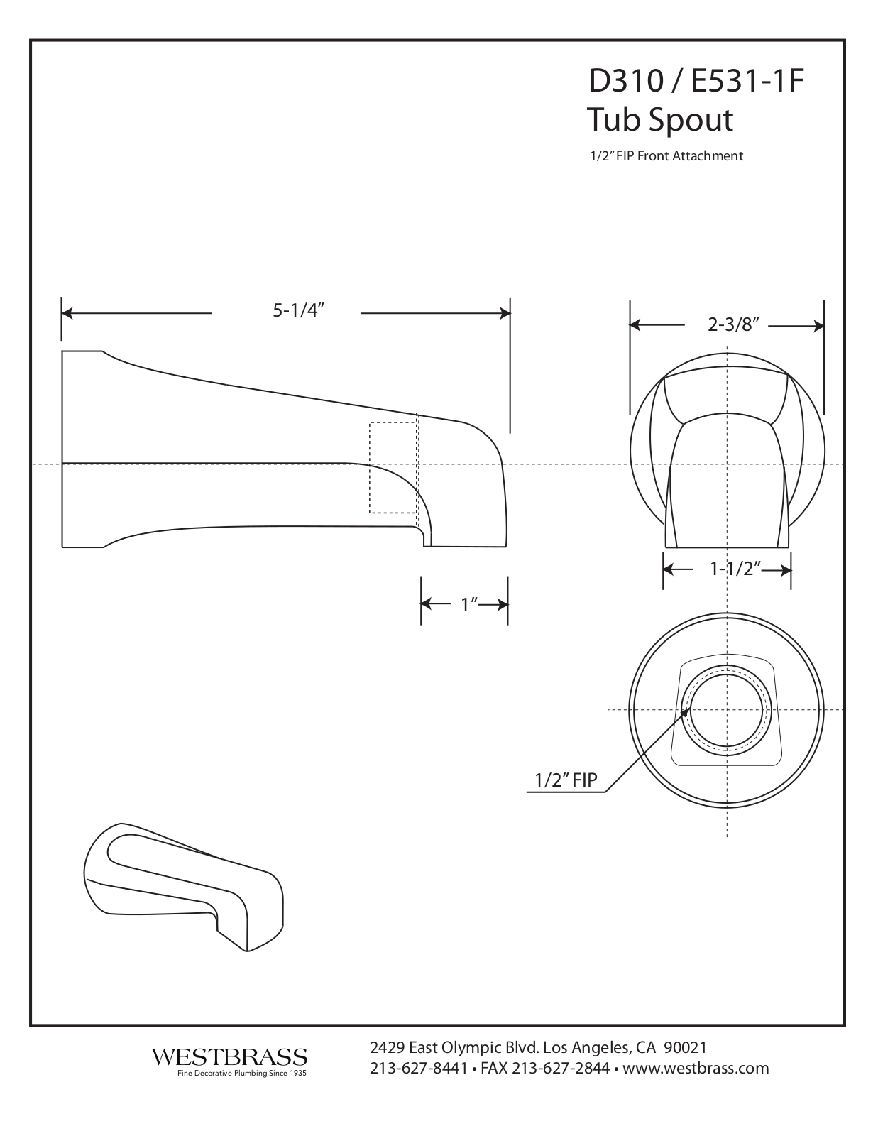 Westbrass WTB1200 Dimensions - ManualMachine.com