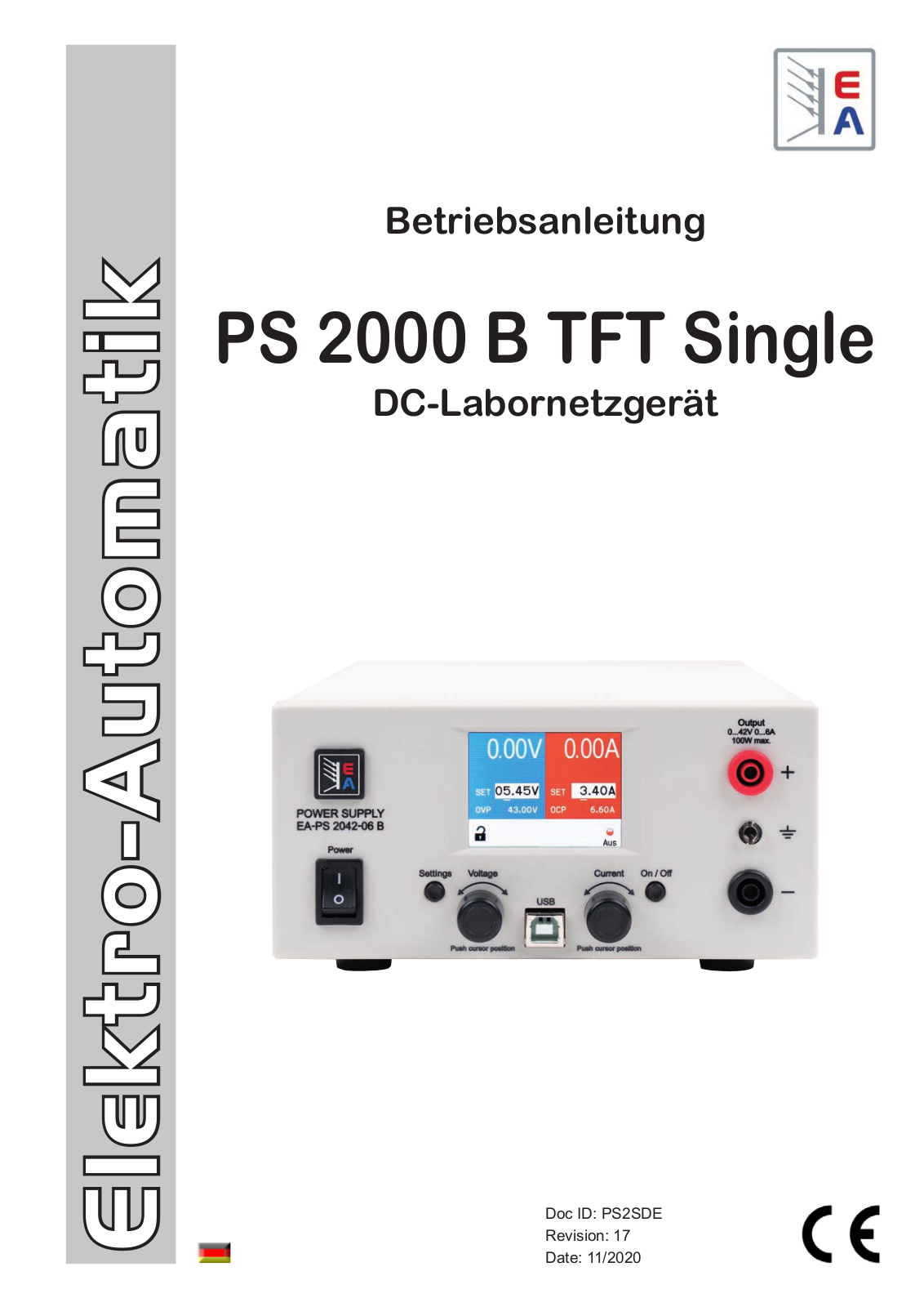 EA Elektro Automatik PS 2000 B TFT Single Operation Manual