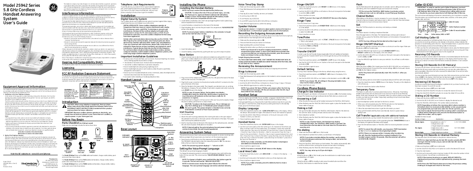 Thomson 25942GE2 Instruction