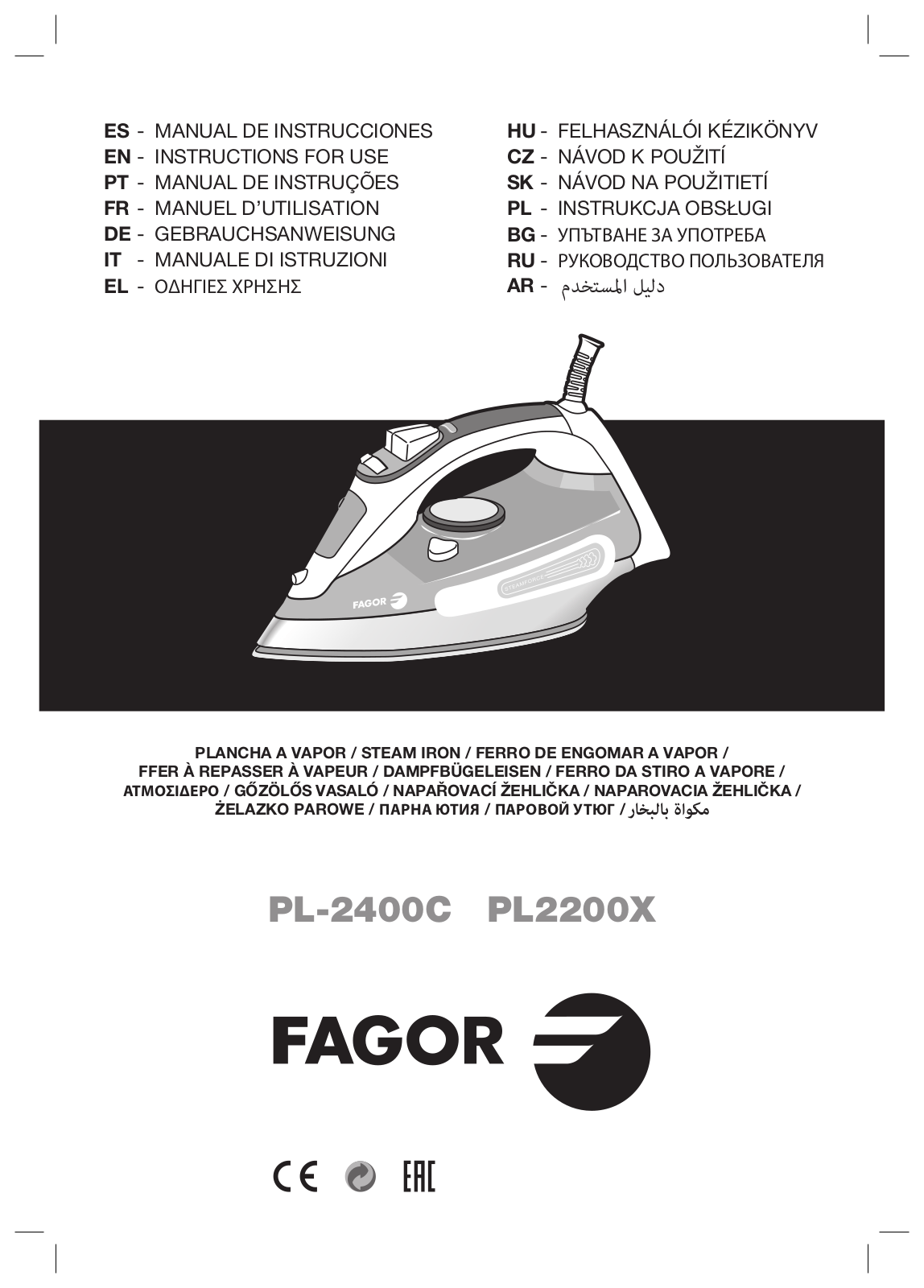 Fagor PL-2200X Operating Instructions