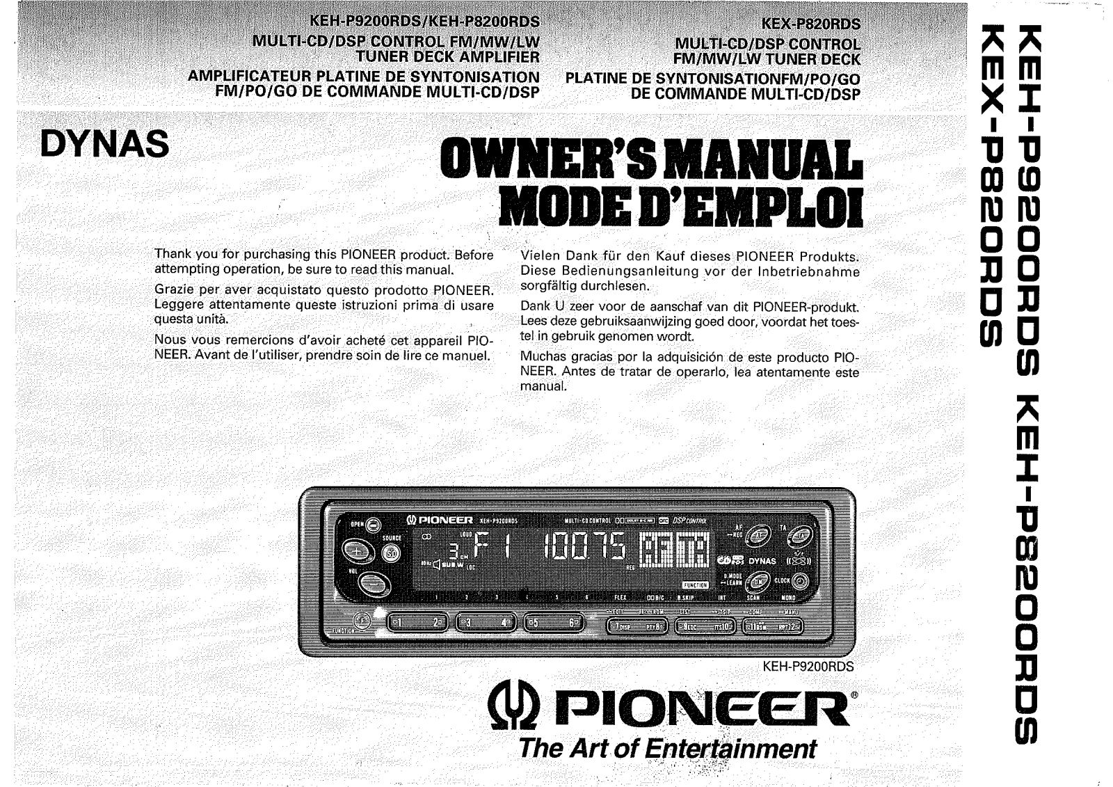Pioneer KEX-P820RDS, KEH-P8200RDS, KEH-P9200RDS Manual