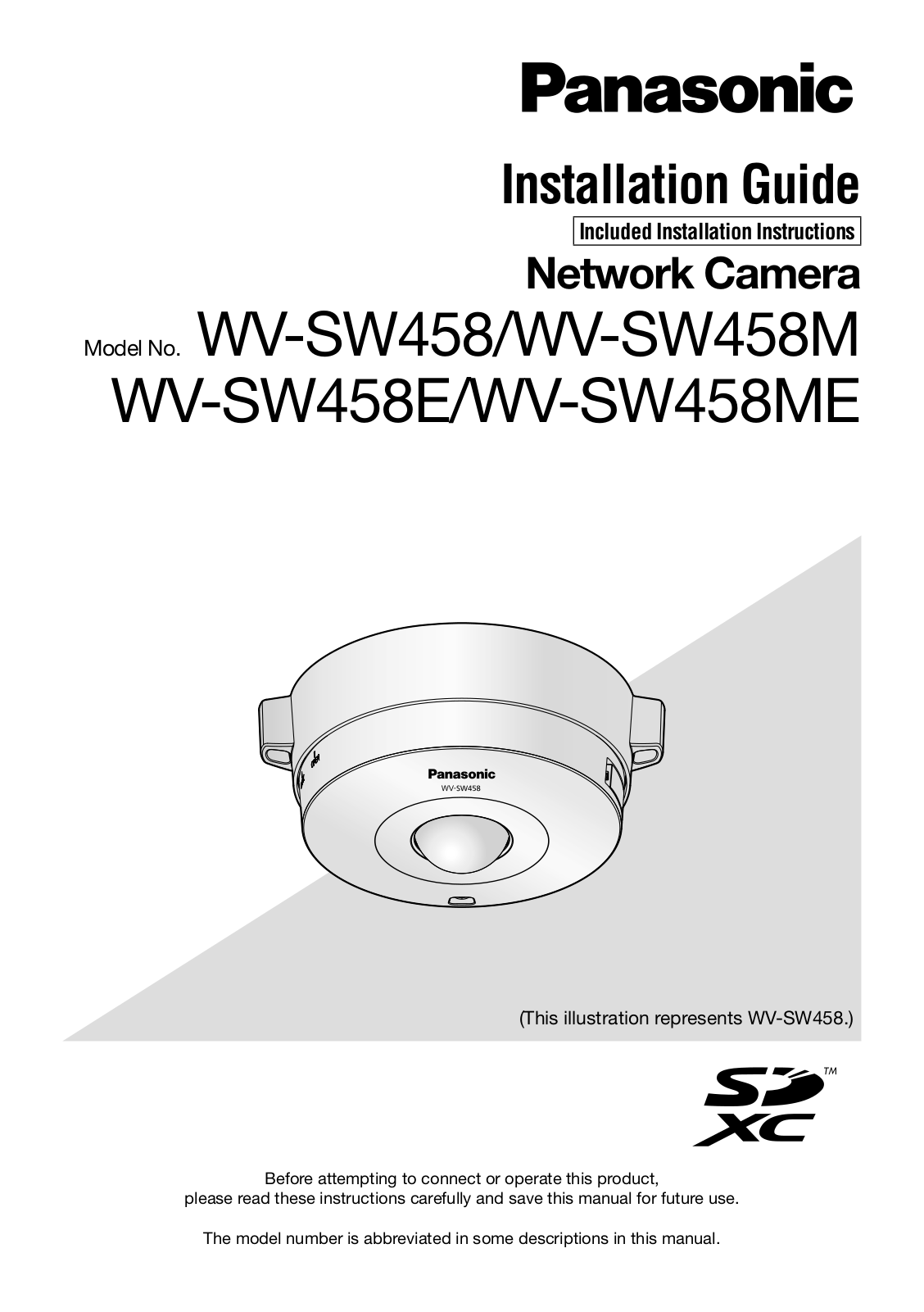 Panasonic WV-SW458M Installation Guide