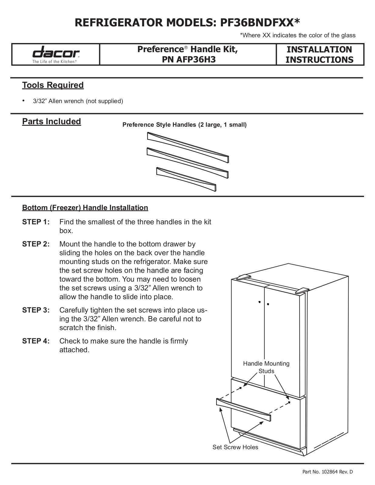 Dacor PF36BNDFXX User Manual