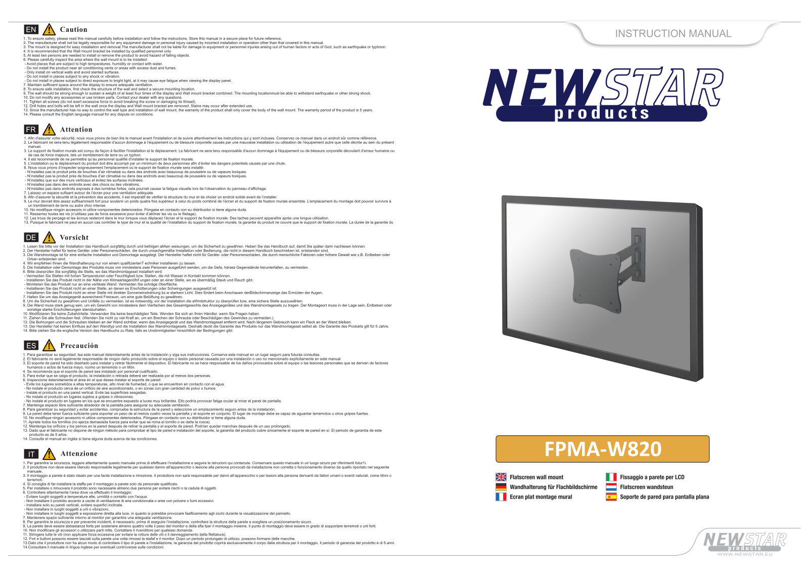 Newstar FPMA-W820 User Manual