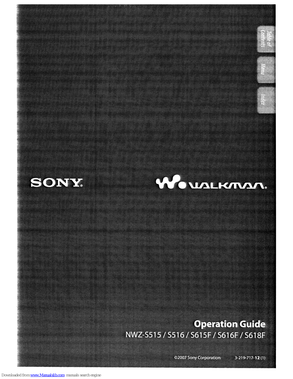 Sony Walkman NWZ-S515, Walkman NWZ-S516, Walkman NWZ-S618F, Walkman NWZ-S616F, Walkman NWZ-S615F Operation Manual