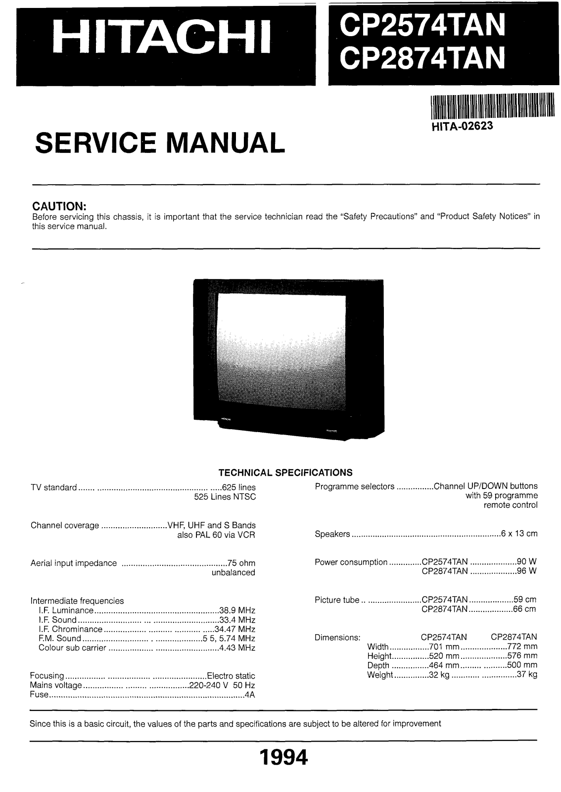 Hitachi X830938 Service Manual