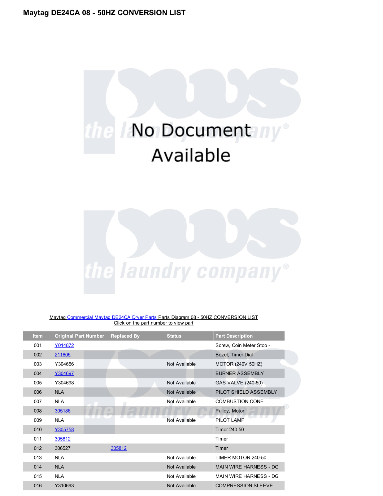 Maytag DE24CA Parts Diagram