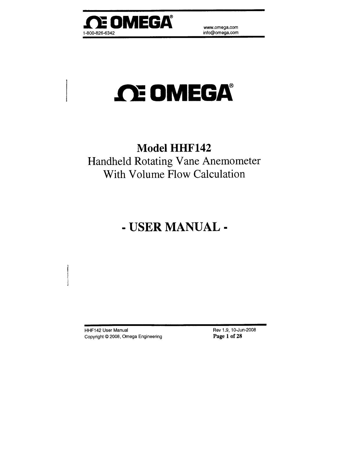 Omega Products HHF142 Installation  Manual