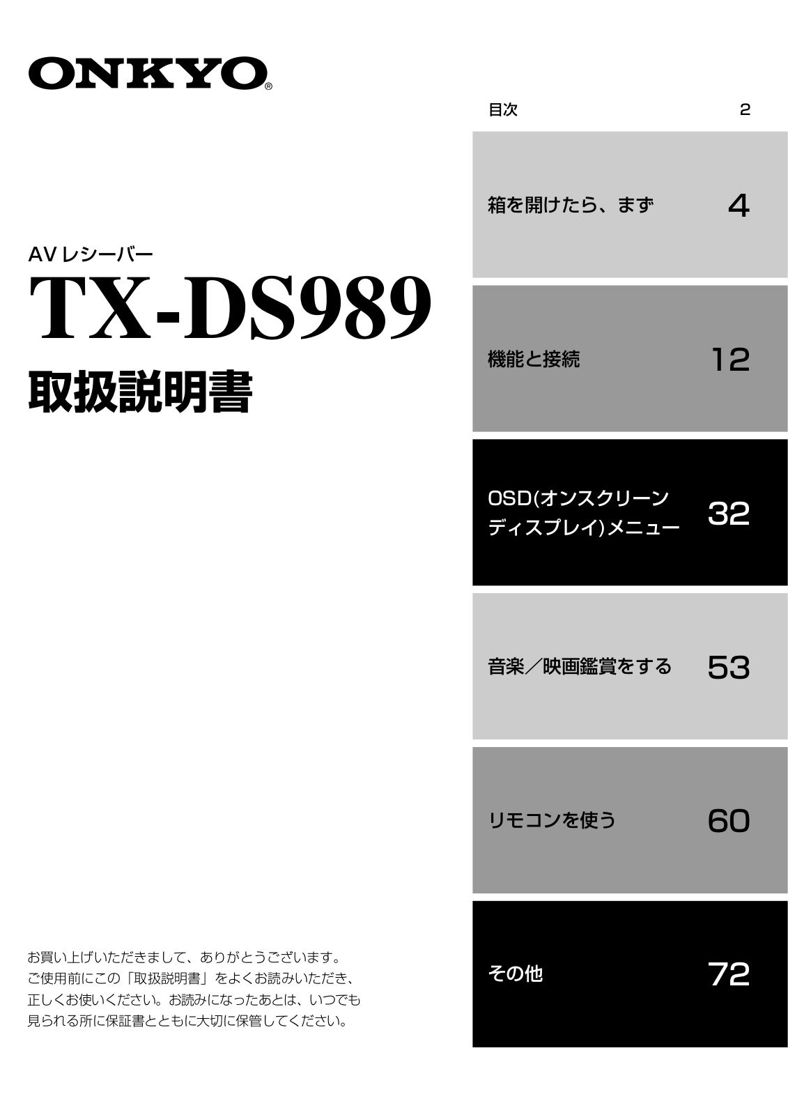 Onkyo TX-DS989 Instructions Manual