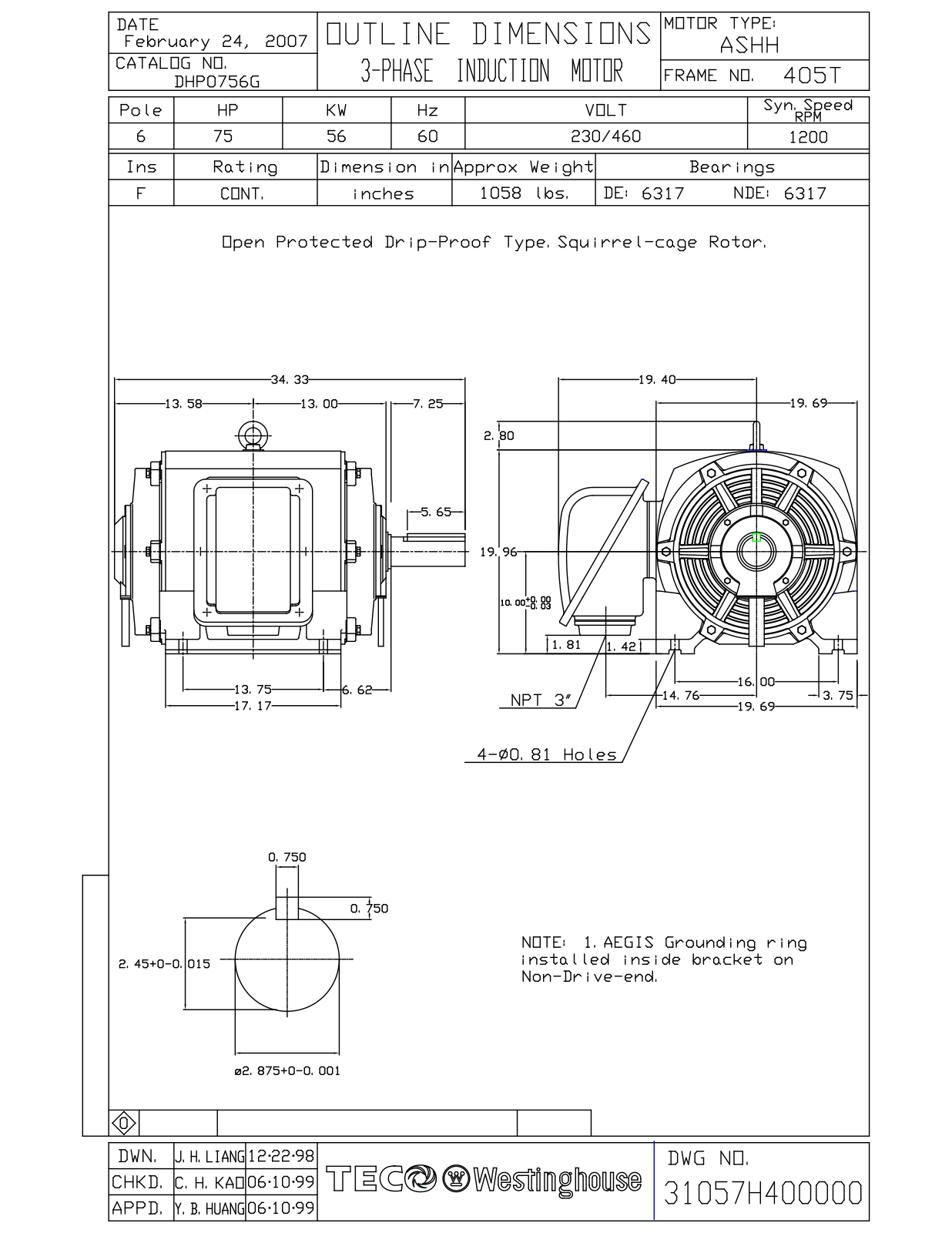 Teco DHP0756G Reference Drawing