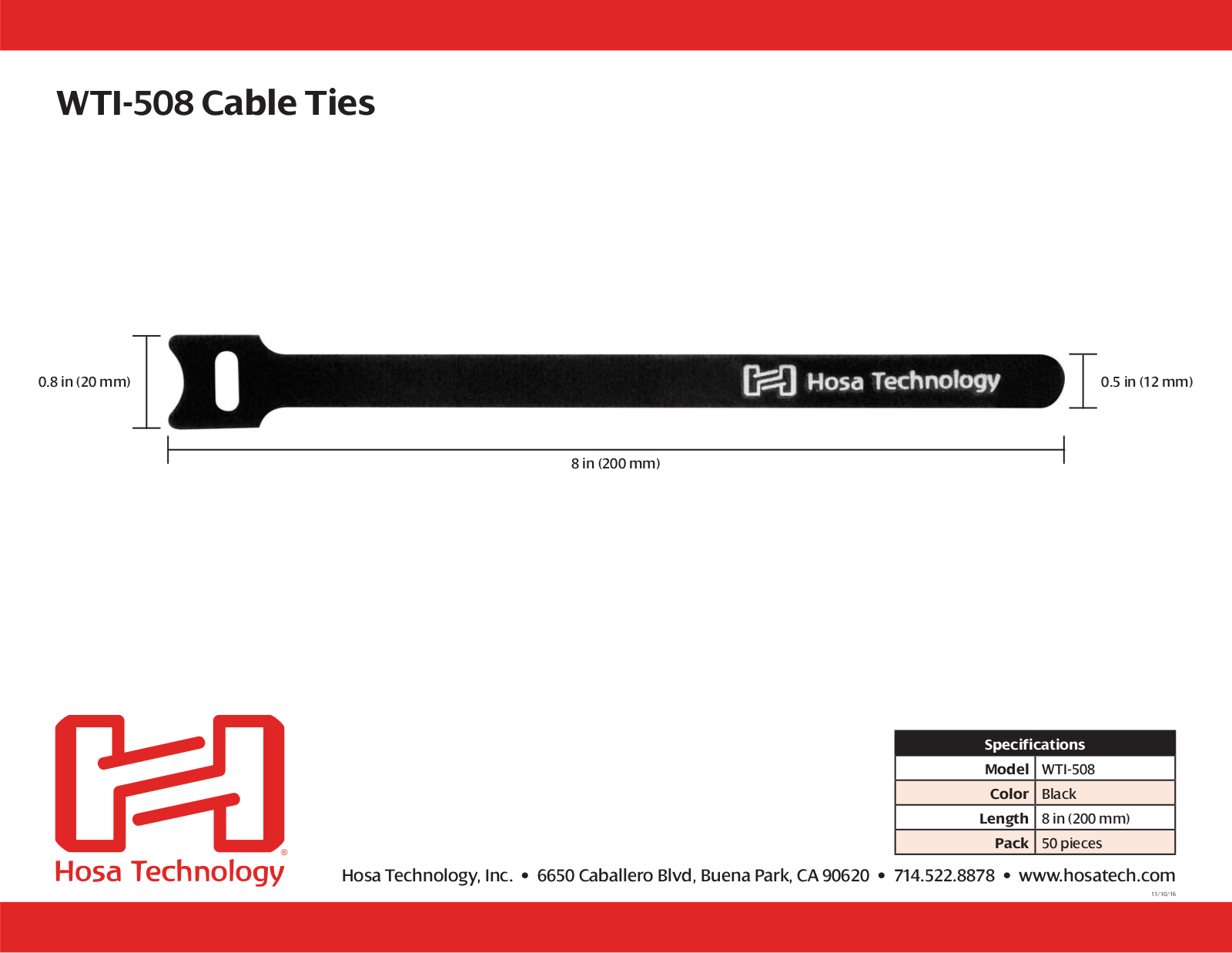 Hosa WTI-508 Specifications