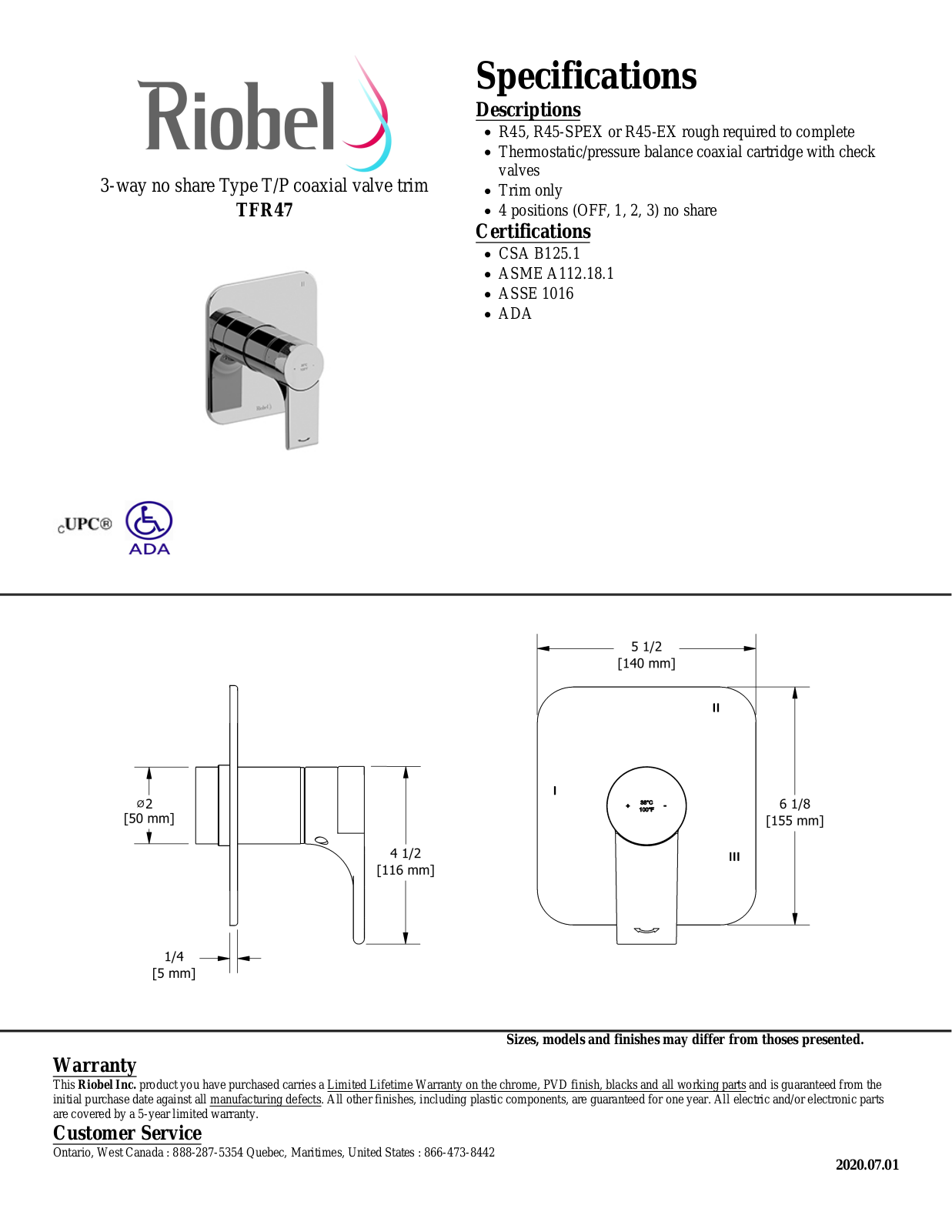 Riobel TFR47C Specifications - ManualMachine.com