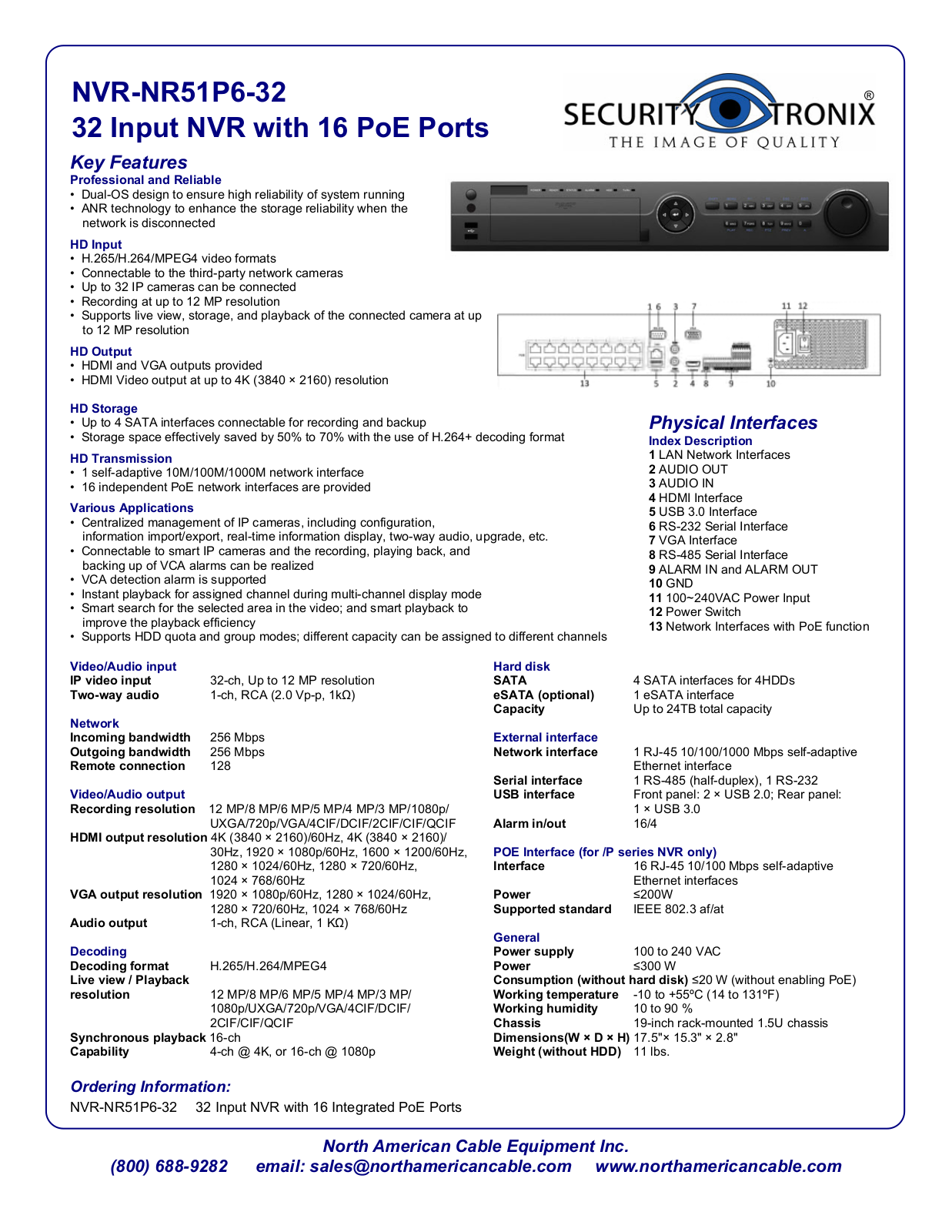 SecurityTronix NVR-NR51P6-32 Specsheet