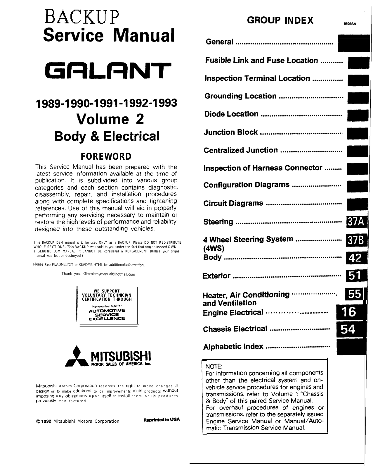 Mitsubishi Galant 1989 1993 User Manual