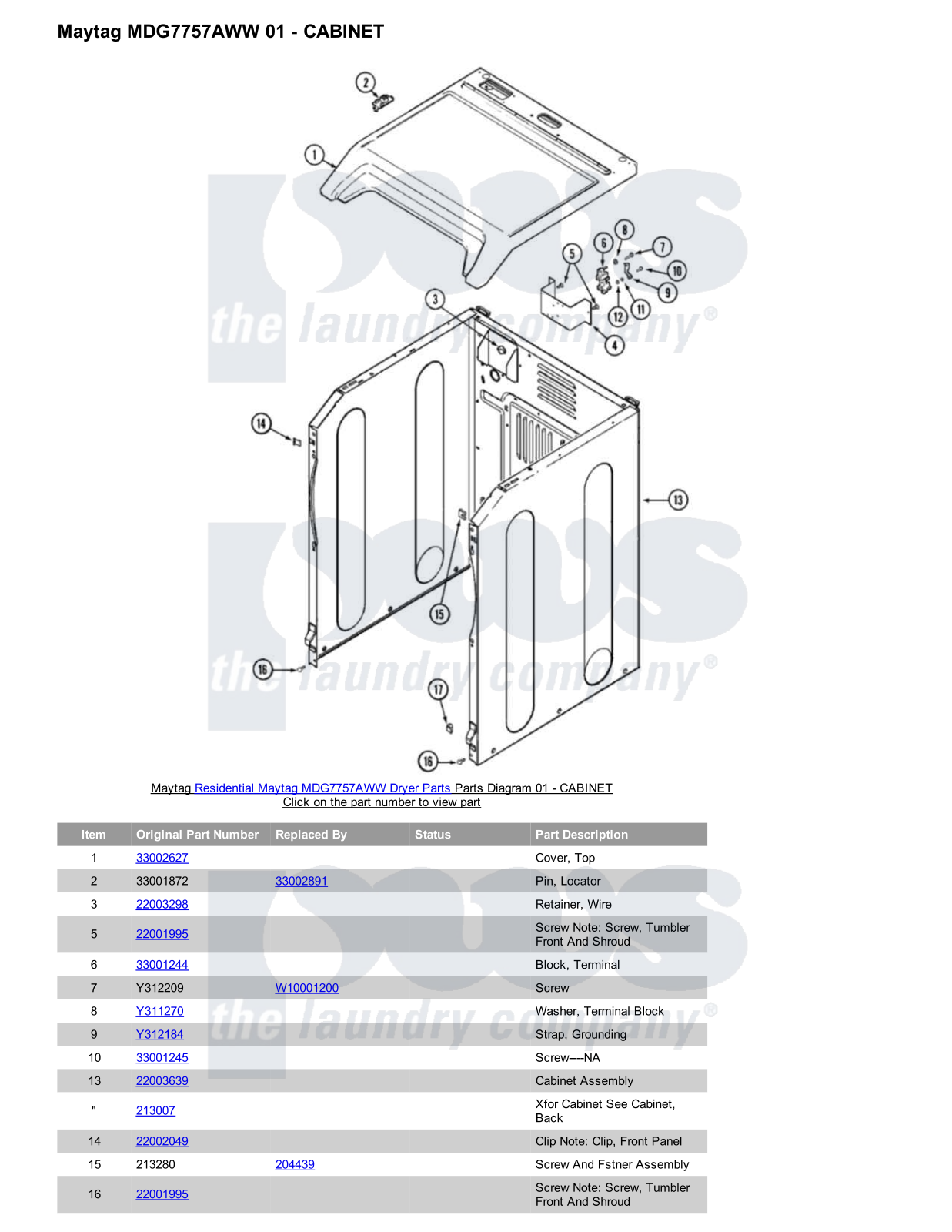 Maytag MDG7757AWW Parts Diagram