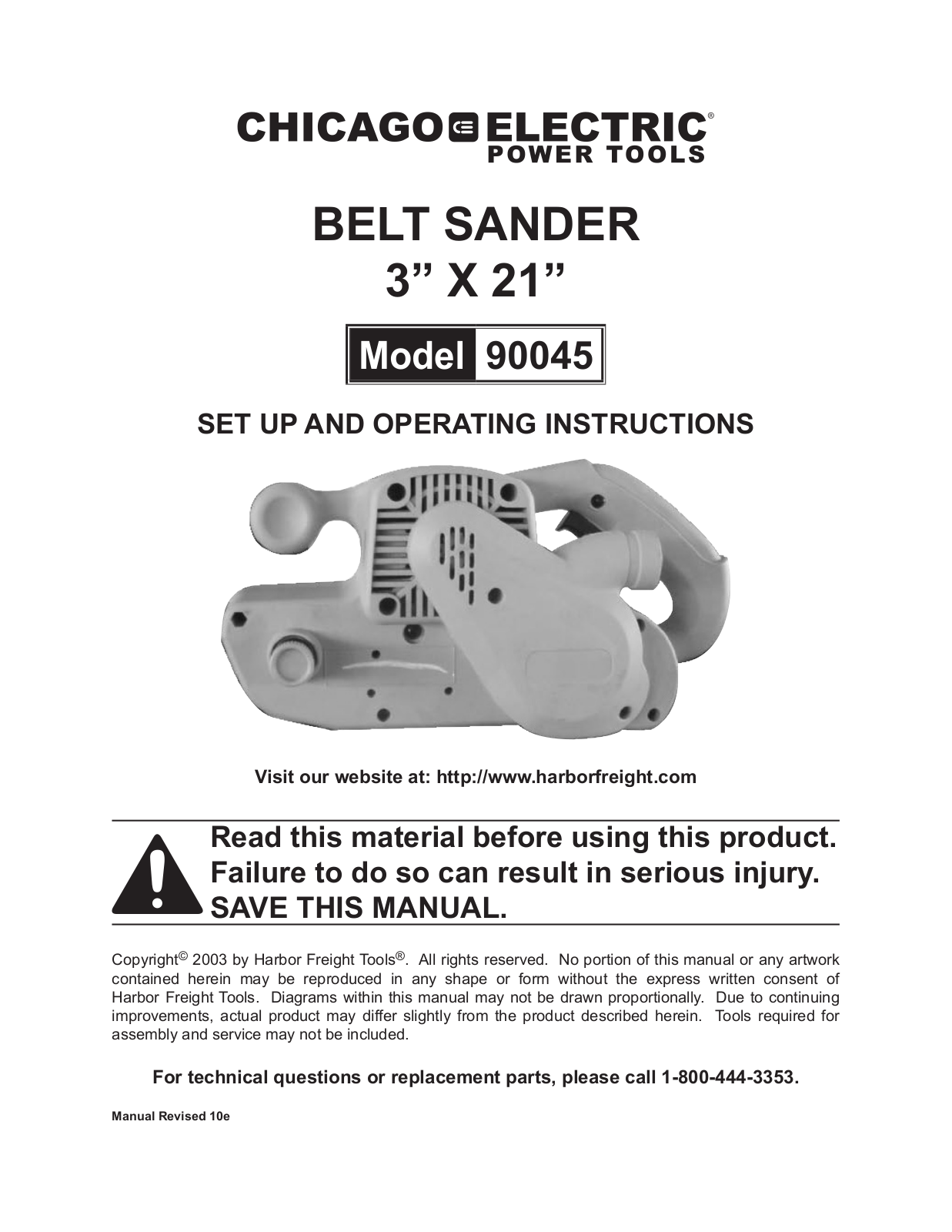 Chicago Electric 90045 User Manual