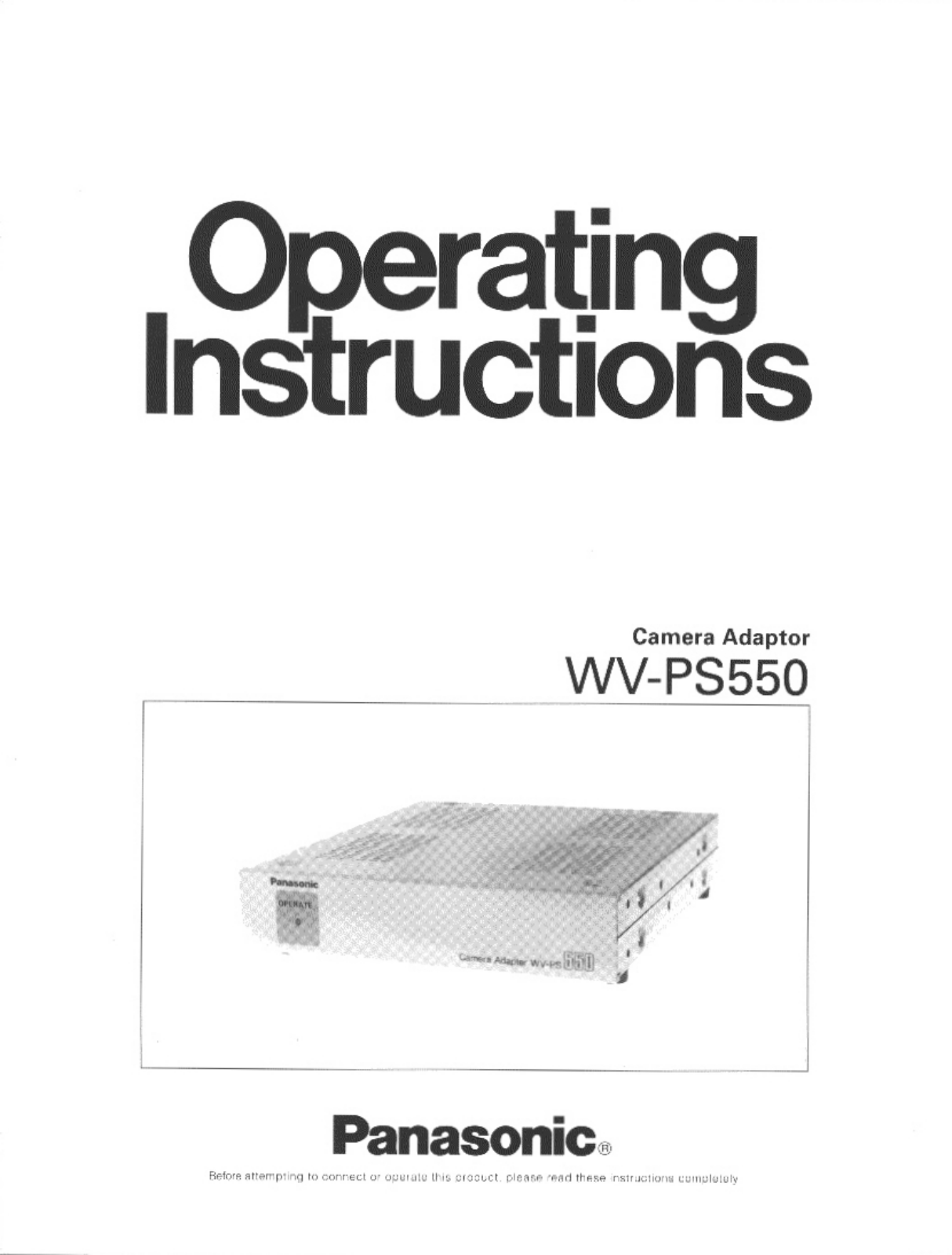 Panasonic WV-PS550 User Manual