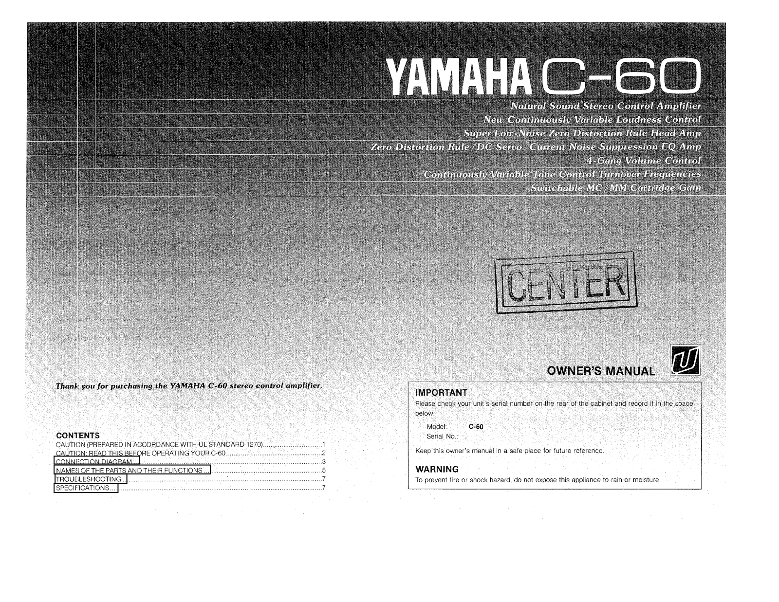 Yamaha C-60 Owner Manual