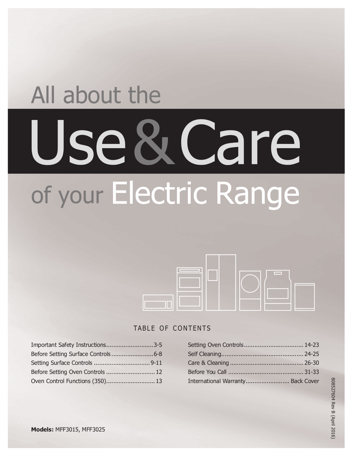 Universal/Multiflex (Frigidaire) MFF3015RWC Owner’s Manual