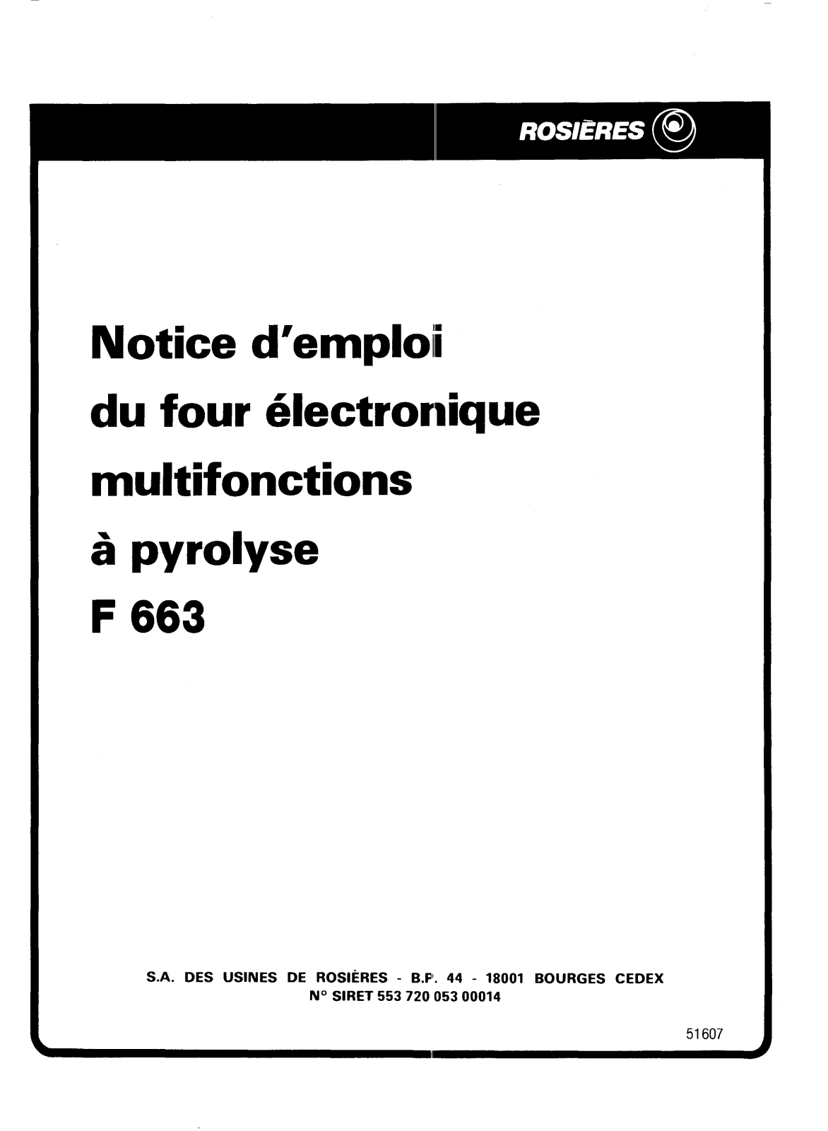 ROSIERES F 663 User Manual