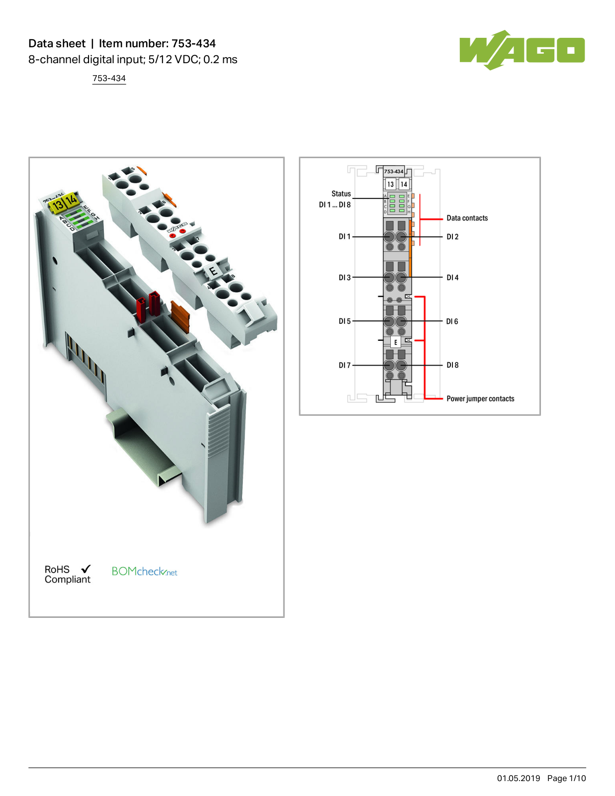 Wago 753-434 Data Sheet