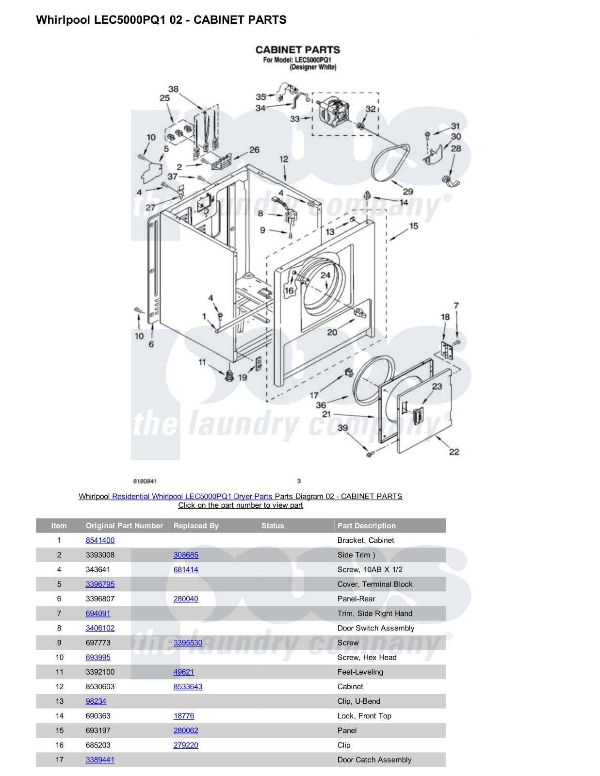 Whirlpool LEC5000PQ1 Parts Diagram