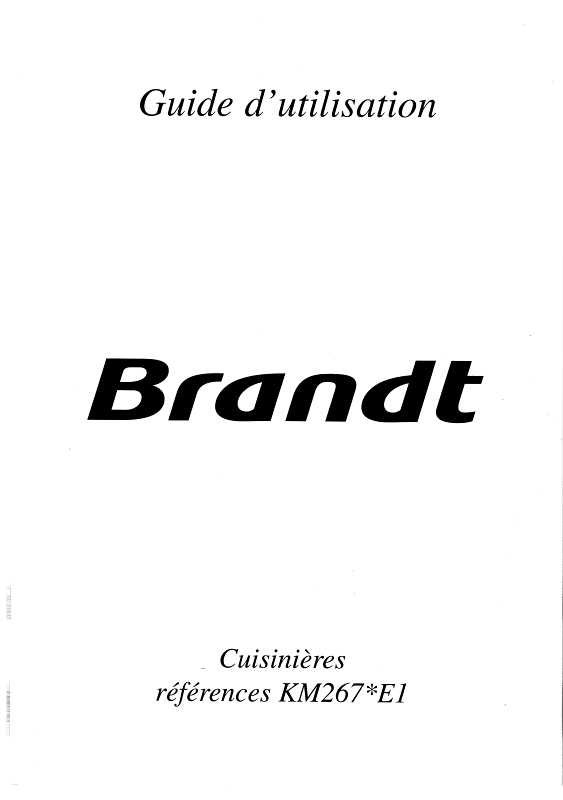 BRANDT KM267WE1 User Manual