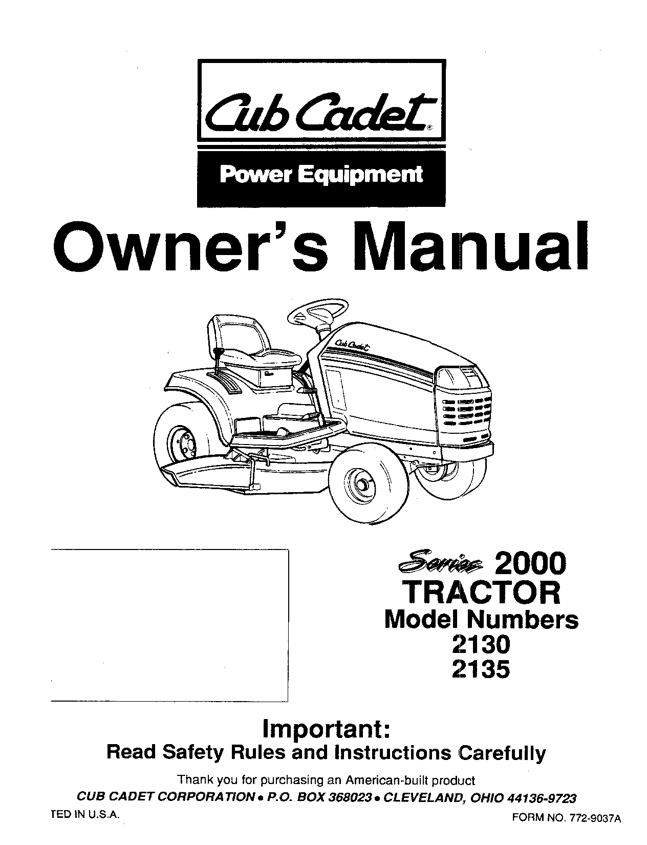 Cub Cadet 2135, 2130 User Manual