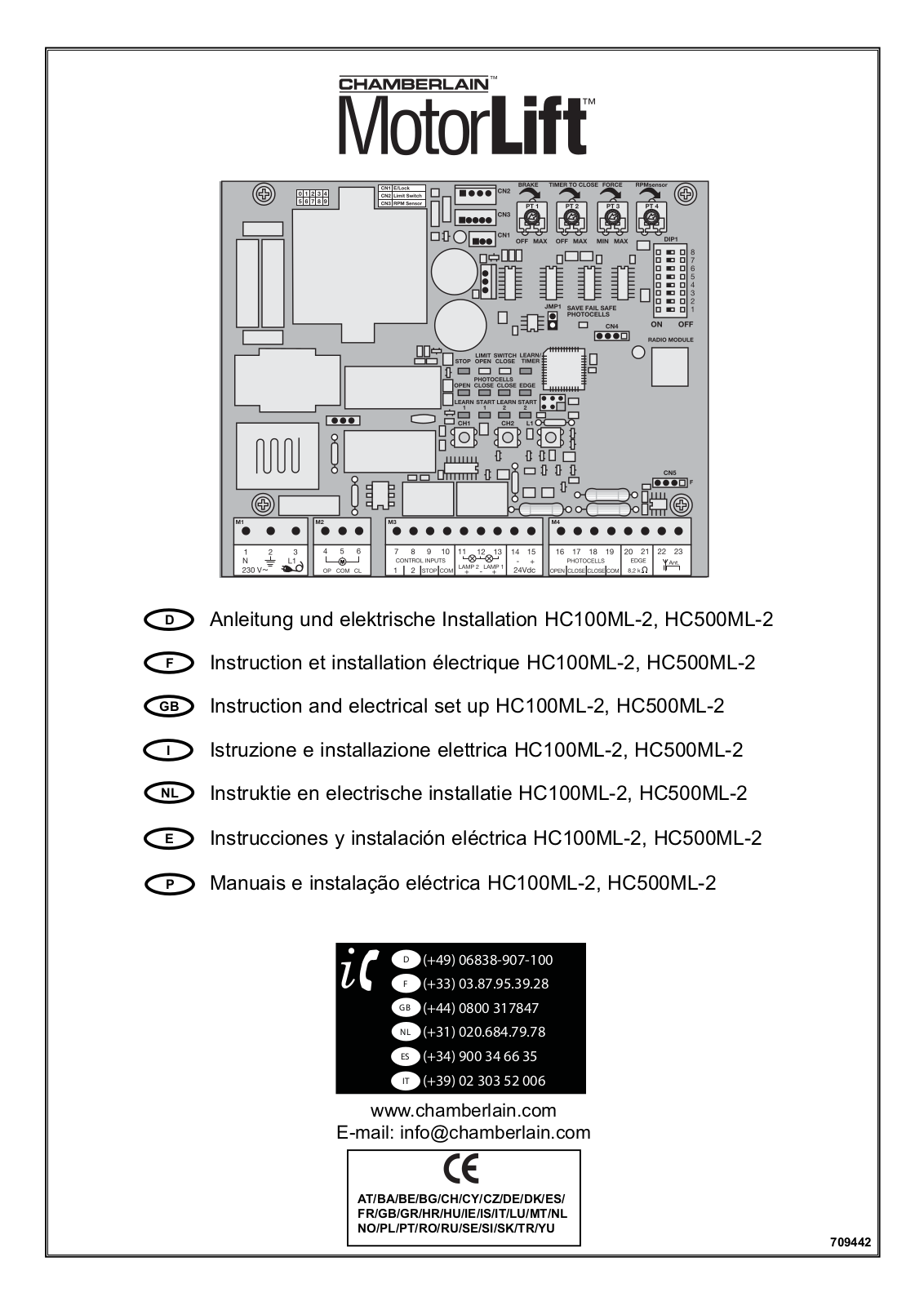 Chamberlain HC100ML-2, HC500ML-2 Installation Manual