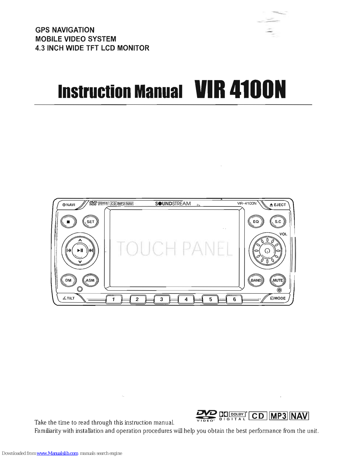 Soundstream VIR 4100N Instruction Manual