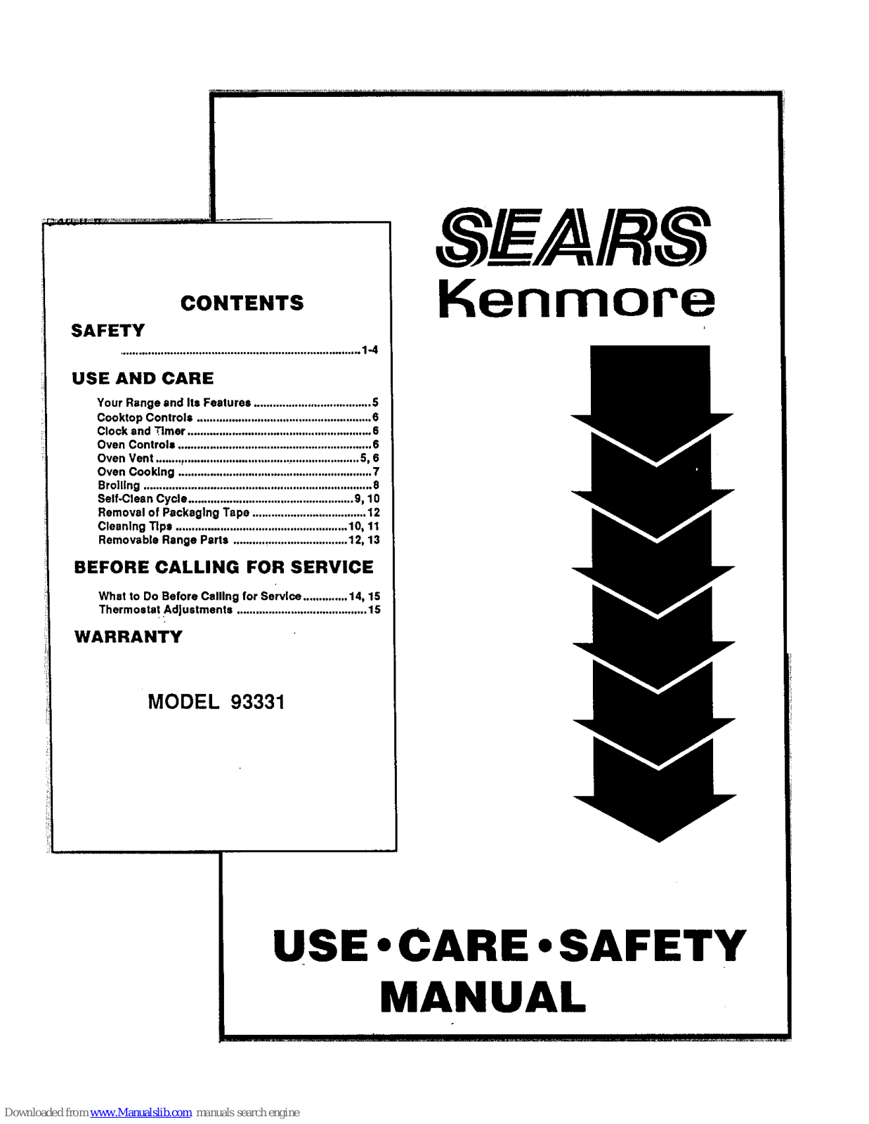 Sears 93331, Kenmore 93331 Use, Care, Safety Manual - ManualMachine.com