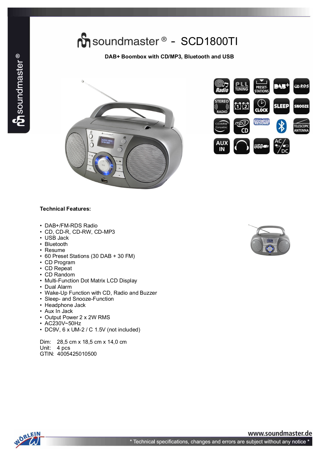 Soundmaster SCD1800TI User Manual