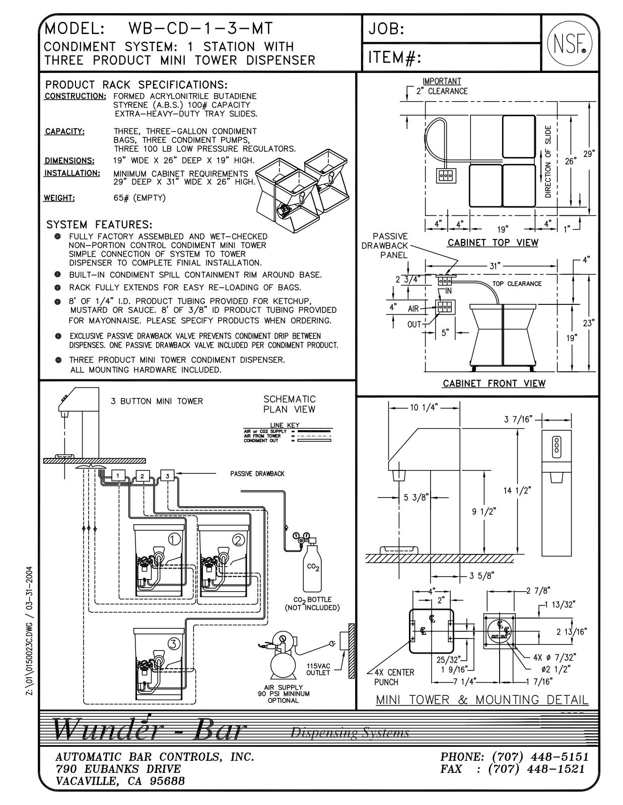 Wunder Bar WB-CD-1-3-MT User Manual