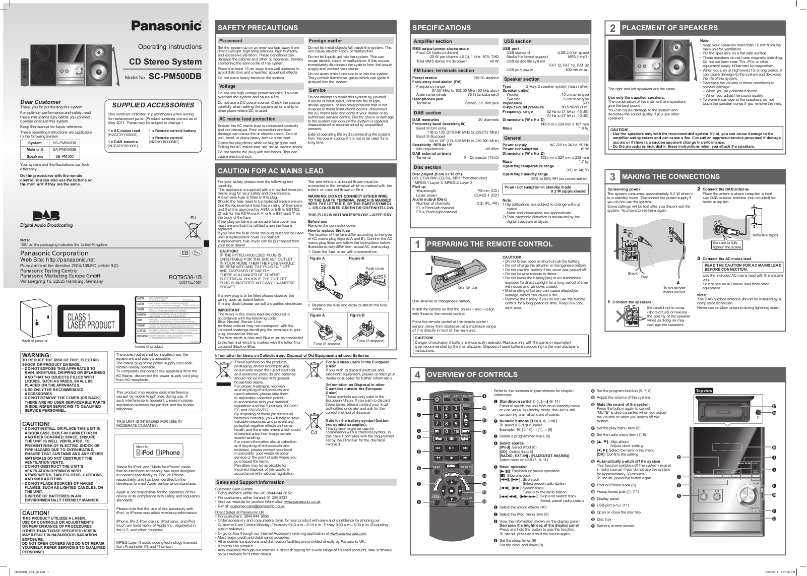 Panasonic SC-PM500DB user guide