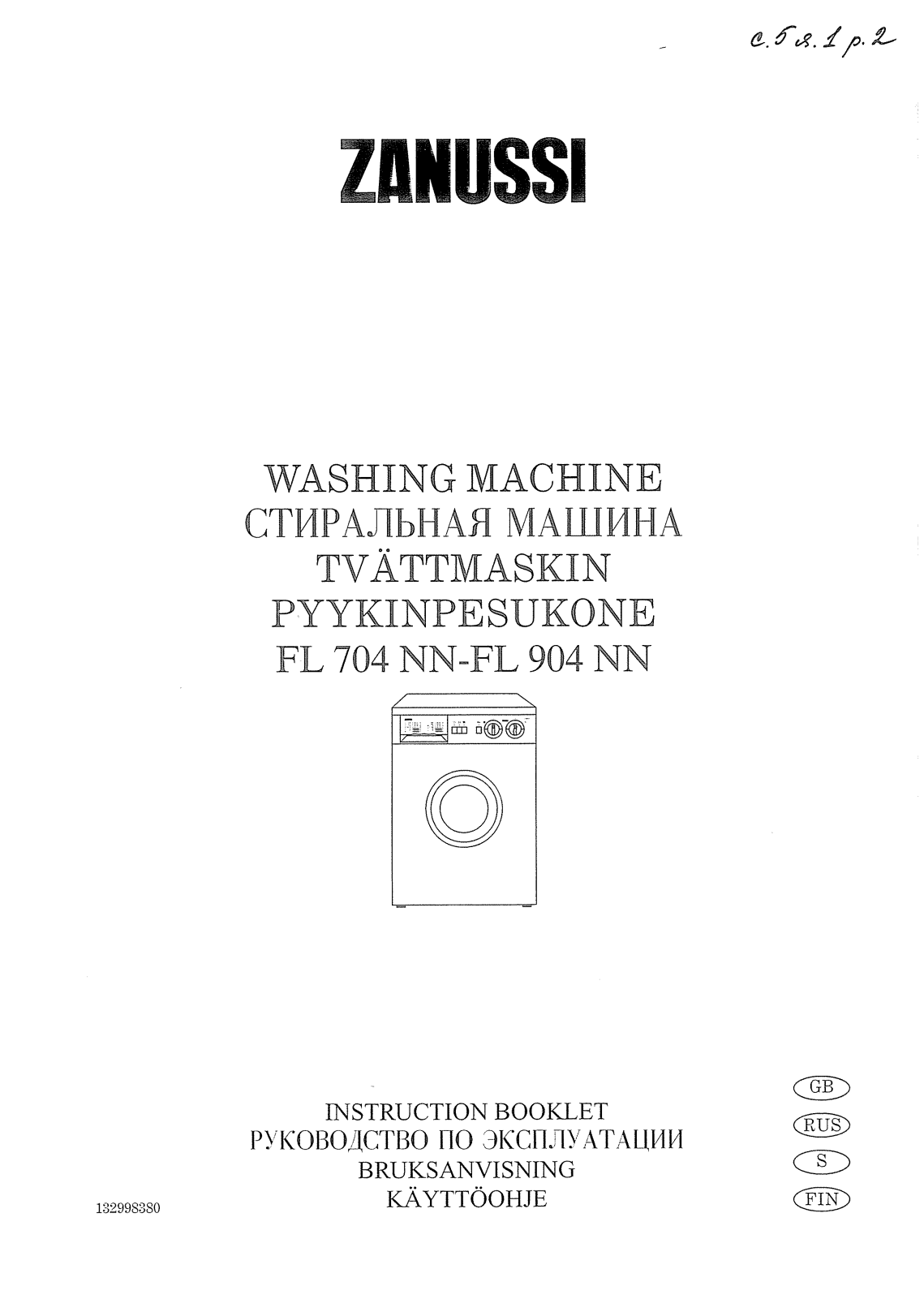 Zanussi FL704 NN User Manual