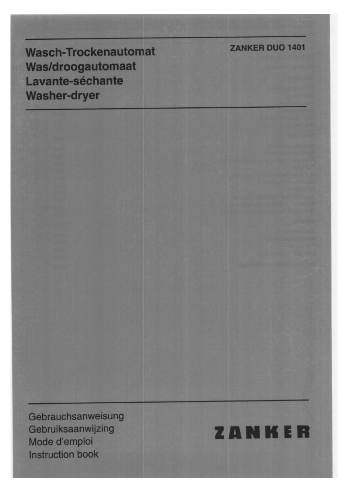 Zanker LAVITA DUO1401 Instruction booklet