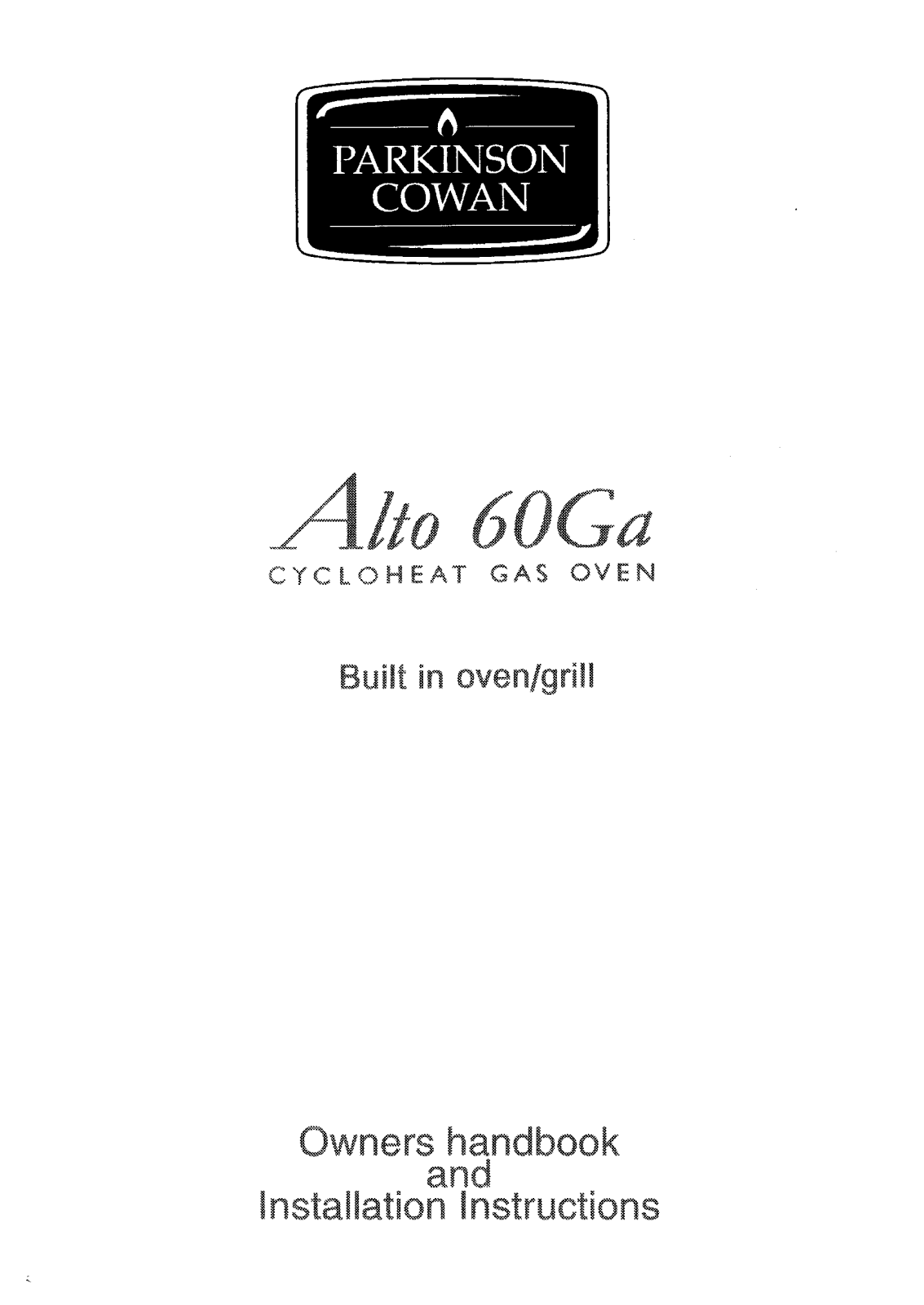 Parkinson cowan Alto 60GA Instruction book