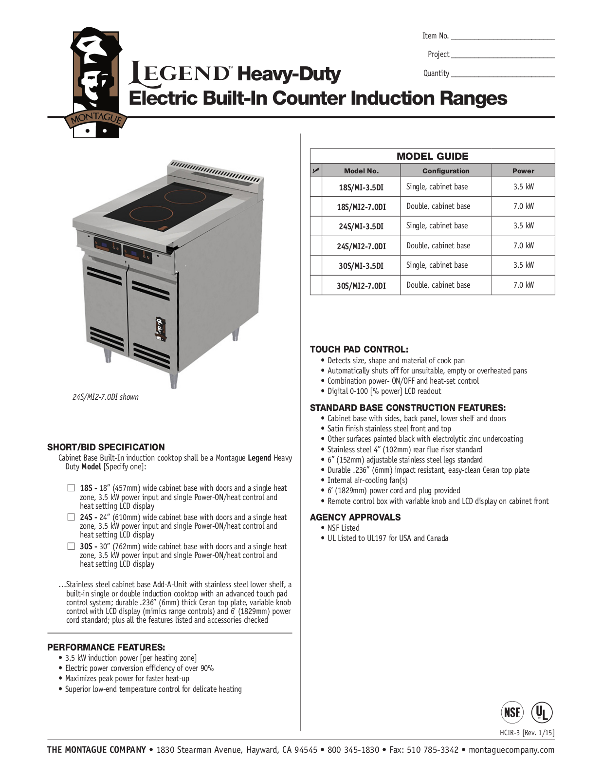 Montague 18S-3.5DI User Manual