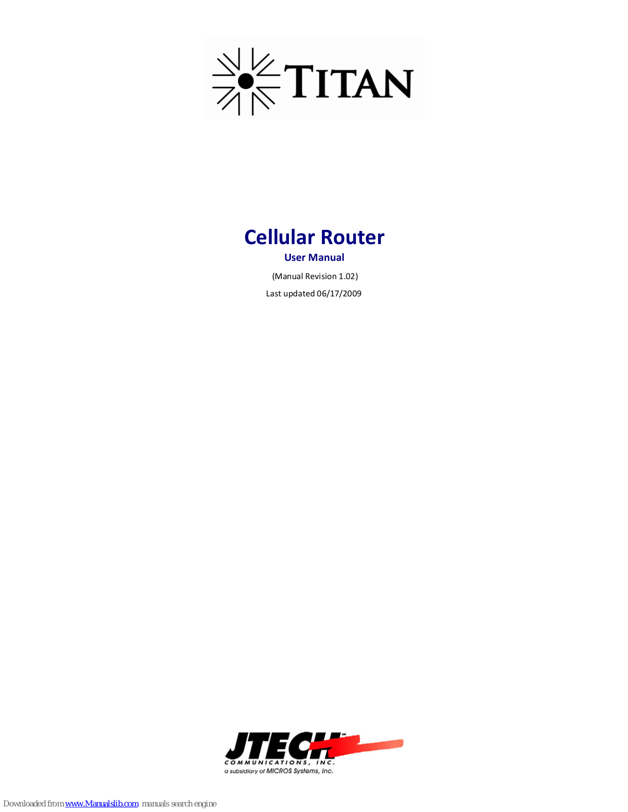 JTECH Titan Cellular Router, Titan User Manual