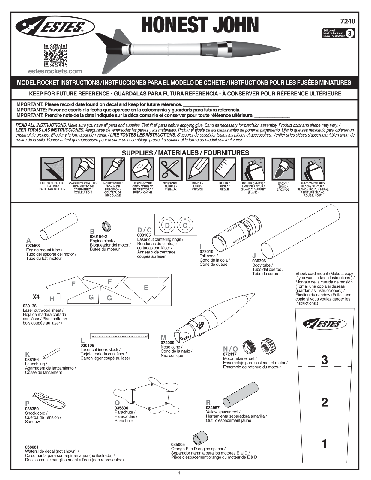 Estes Honest John, 7240 User guide - ManualMachine.com