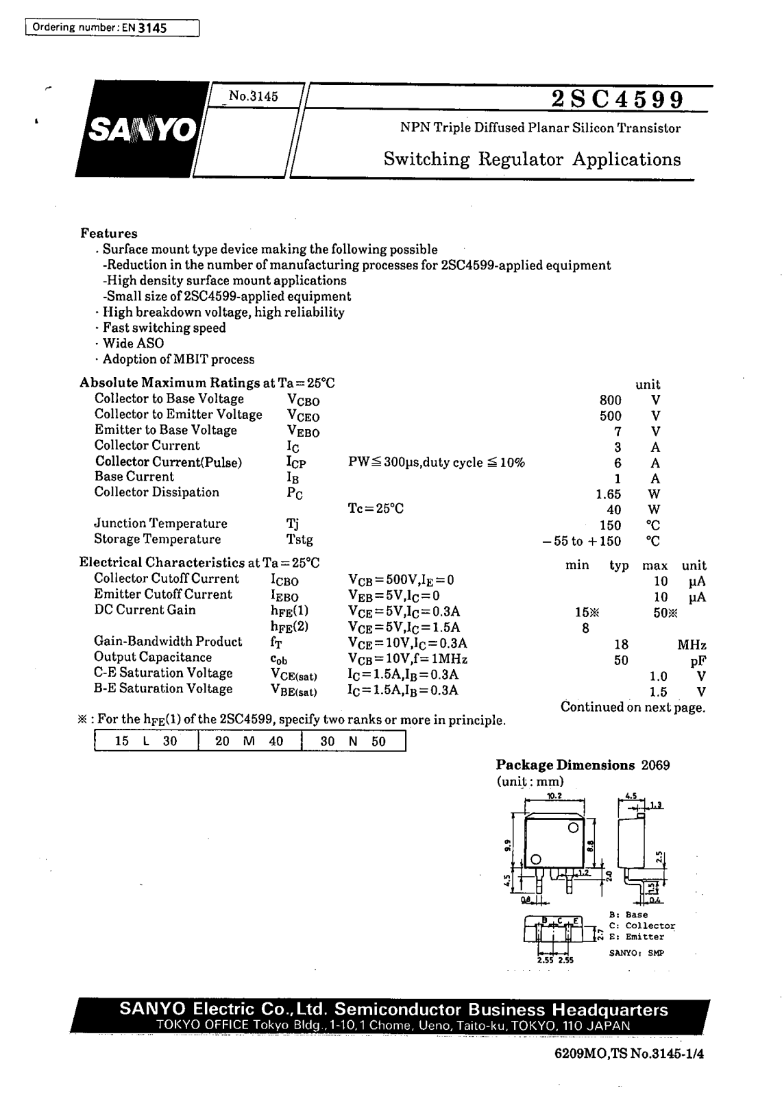 SANYO 2SC4599 Datasheet