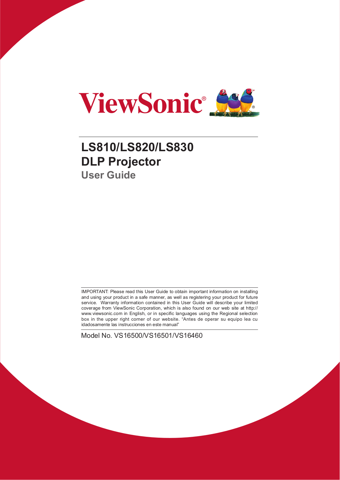 ViewSonic LS810, LS830, LS820 User Manual