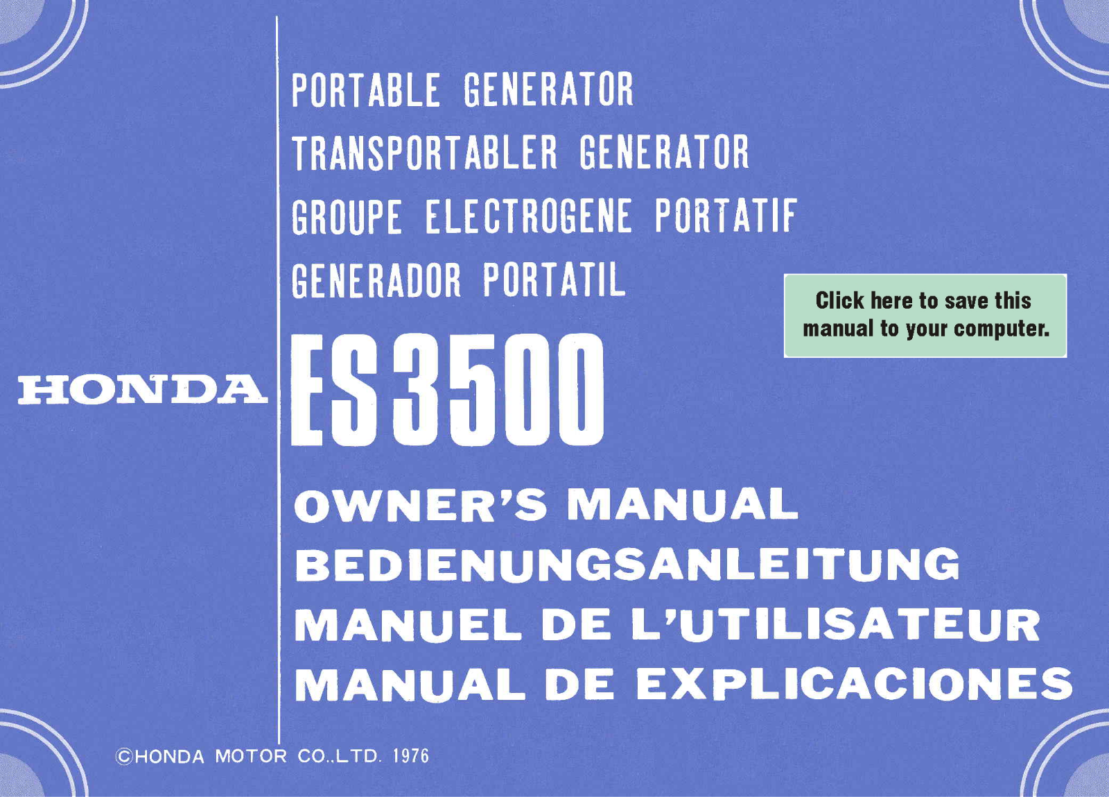 Honda Power Equipment ES3500 User Manual