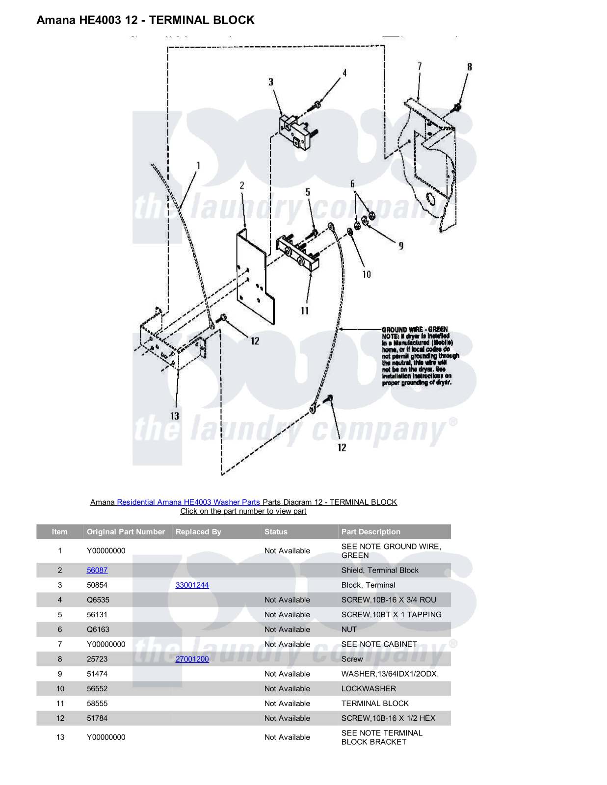 Amana HE4003 Parts Diagram